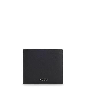 HUGO Grained-Leather Wallet With Logo Trim - Black