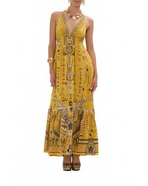 CAMILLA Tiered Dress With Hardware - Yellow