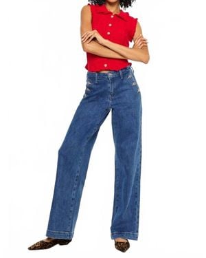 Kancan Wide Leg Drape Pants - Blue