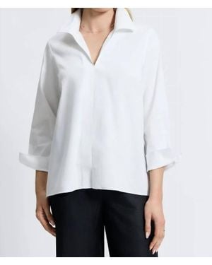 Foxcroft Agnes Long Sleeve Top - White