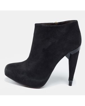 Roberto Cavalli Laminated Suede Ankle Boots - Black