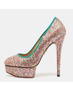 Charlotte Olympia Glitter Dolly Platform Pumps - Pink