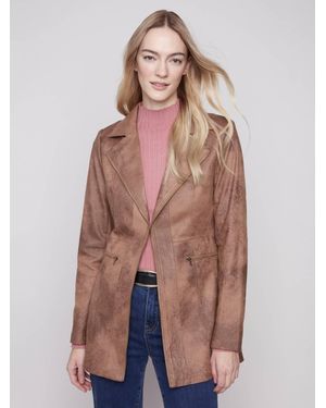 Charlie b Vintage Texture Faux Suede Long Jacket - Multicolor