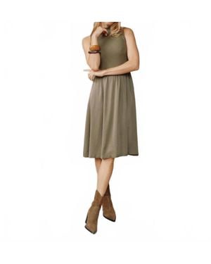 Bella Dahl Sleeveless Mock Neck Mixed Dress - Green