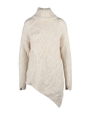 Stefano Mortari High-Neck Knitwear With Cable Knit Textures - White