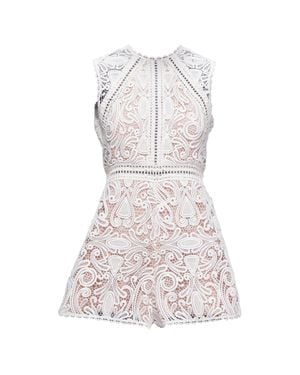 Alexis Makenna Paisley Lace Eyelet Trim Bridal Playsuit Romper - White