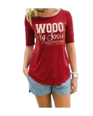 Gameday Couture College Of Arkansas Half-Sleeve Tee - Red