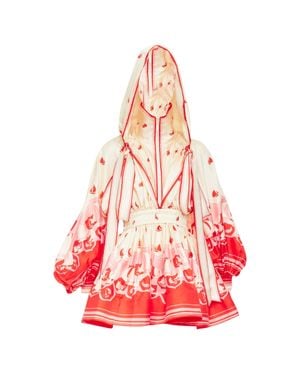 Zimmermann 2023 High Tide Silk Printed Hooded Dress - Pink
