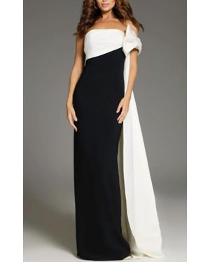 Jovani One Shoulder Cape Gown With Elegant Bodice - Black