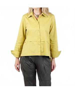 Ozai n Ku Nadia Button-Down High-Low Shirt - Yellow