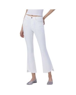 Flying Monkey High Rise Raw Slant Step Hem Crop Flare Jeans - Blue