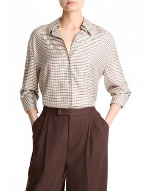Vince Plaid Button Down Shirt - Brown