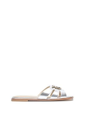 Pinko Logo Detail Leather Sandals - White