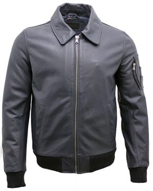 Infinity Leather A2 Cowhide Leather Bomber Jacket-Oslo - Gray