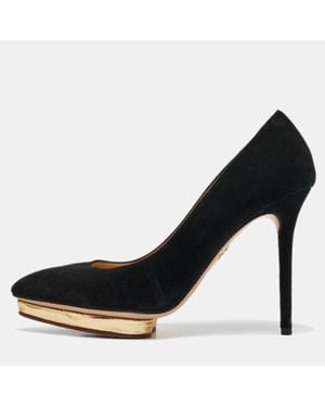 Charlotte Olympia Suede Debbie Platform Pumps - Black