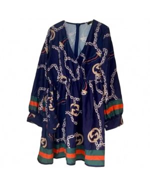 GAJE Chain Print Stylish Dress - Blue