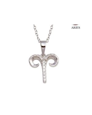 Silver Depot Aries Necklace With Sparkling Cubic Zirconia Stones - Black