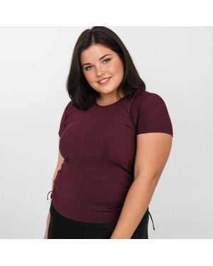 Calypsa Plus Short Sleeve Adele Swim Top - Purple