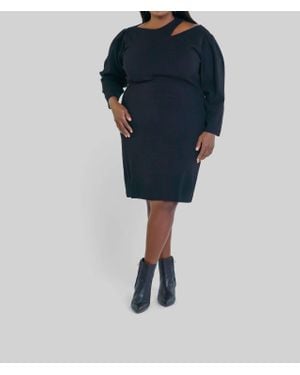 Donna Morgan Long Sleeve Mini Dress in Black | Lyst