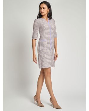 Misook Tweed Knit Sheath Dress - White