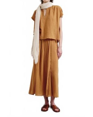 Pomandère Organic Cotton Crêpe Gauze Skirt - Brown