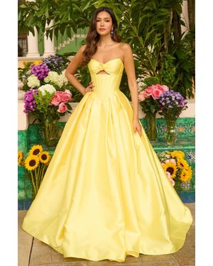Ava Presley Mikado Strapless Ballgown - Yellow