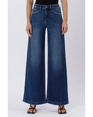 LOVERVET Tummy Control High Rise Wide Leg Jeans - Blue