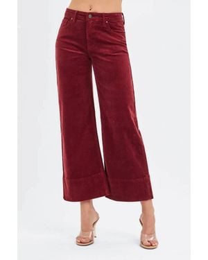 Risen Catherine Corduroy High Rise Cropped Pants - Red