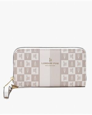 London Fog Adalia Signature Zip Around Wallet - Natural