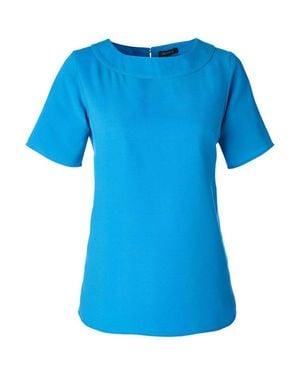 Devon & Jones Perfect Fit Boat Neck Blouse - Blue