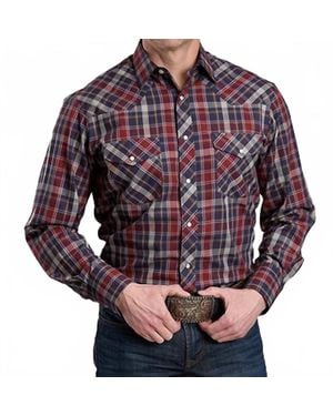 Roper Button Down Plaid Long Sleeve Shirt - Red