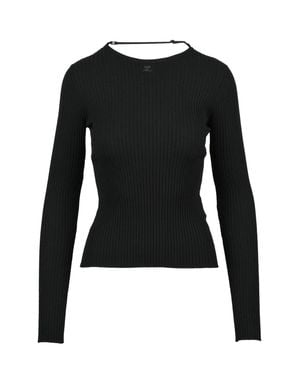Courreges Fitted Long-Sleeve Ribbed Top With Subtle Back Strap - Black