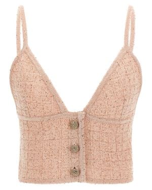 Alessandra Rich Polyester Tank Tops - Natural