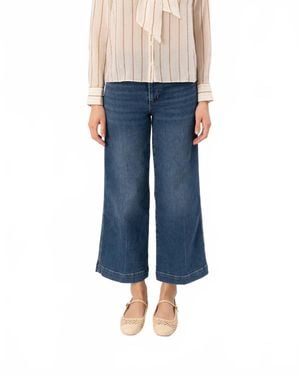 FRAME Seamed Wide Trouser Crop Jean - Blue