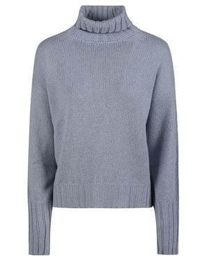 Aragona Finely Knitted Cashmere Turtleneck Sweater - Blue