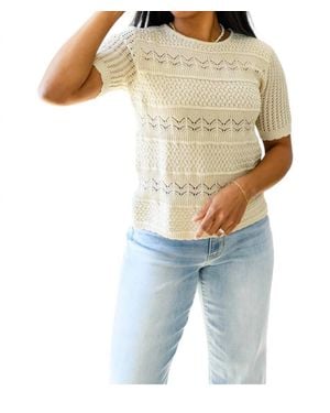 One Eleven North Thea Crocheted Knit Top - Blue