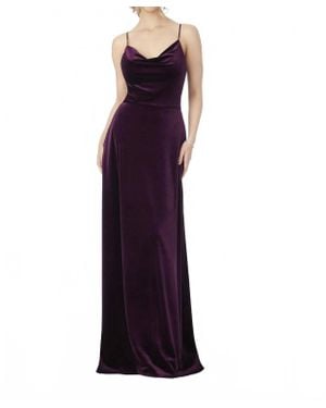 Mori Lee Velvet Cowl Neck Bridesmaid Dress - Purple