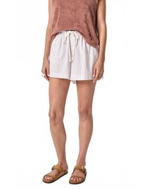 Lilla P Striped Drawstring Short - White