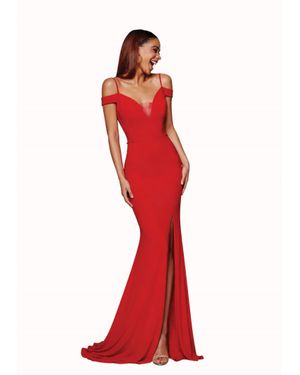 Clarisse V-Neck Evening Gown - Red