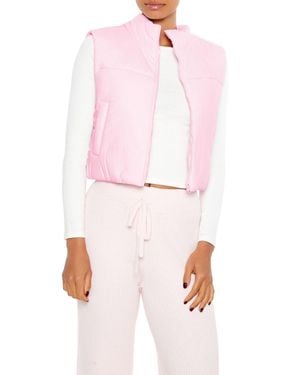 Forever 21 Quilted Cropped Puffer Vest - Pink