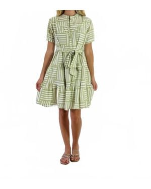 Just Darviny Ibiza Short Sleeve Mini Dress - Green