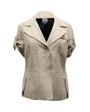 Akris Punto Wide-Collar Silk Jacket - Gray