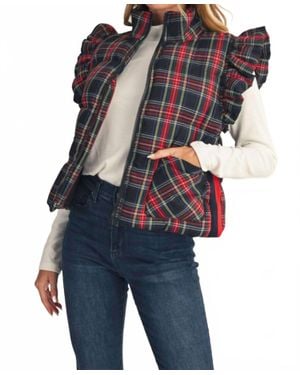 Jodifil Plaid Ruffle Vest - Blue