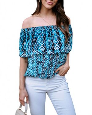 Veronica M Baldwin Off The Shoulder Top - Blue