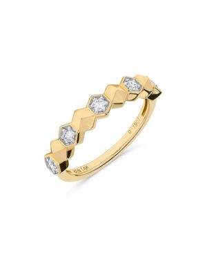H.J. Namdar H. J. Namdar 0.2 Ct Tw Alternating Diamond And Spike Stack Ring 14K Natural Diamonds Size 6 - Metallic