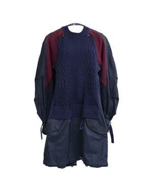 Sacai Cable-Knit Layered Effect Mini Dress - Blue