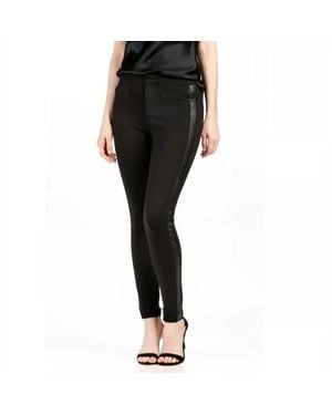 PAIGE Merci Stretch Faux Leather Tuxedo Stripe Slim Pants - Black