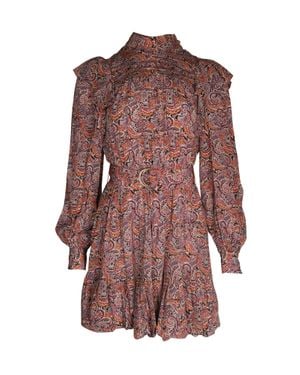Ulla Johnson Luna Belted Ruffled Floral-Print Mini Dress - Brown