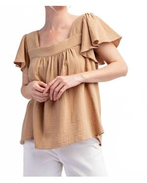 Eesome Miami Ruffle Flair Top - Natural