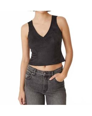 Level 99 Francis Faux Suede Tank - Black
